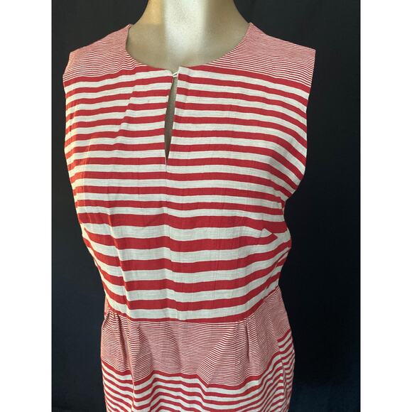 VILAGALLO Sleeveless Stripped Shift Dre4ss Women Size 42 US 8 Linen Blend - Picture 2 of 9